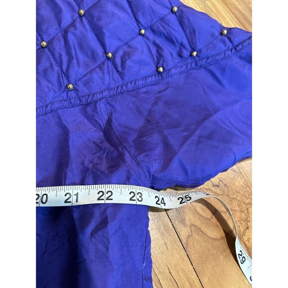 Vintage Purple Silk Bomber Jacket – Quilted Bead Accent – Size M – Fuda Internat - Picture 6 of 11